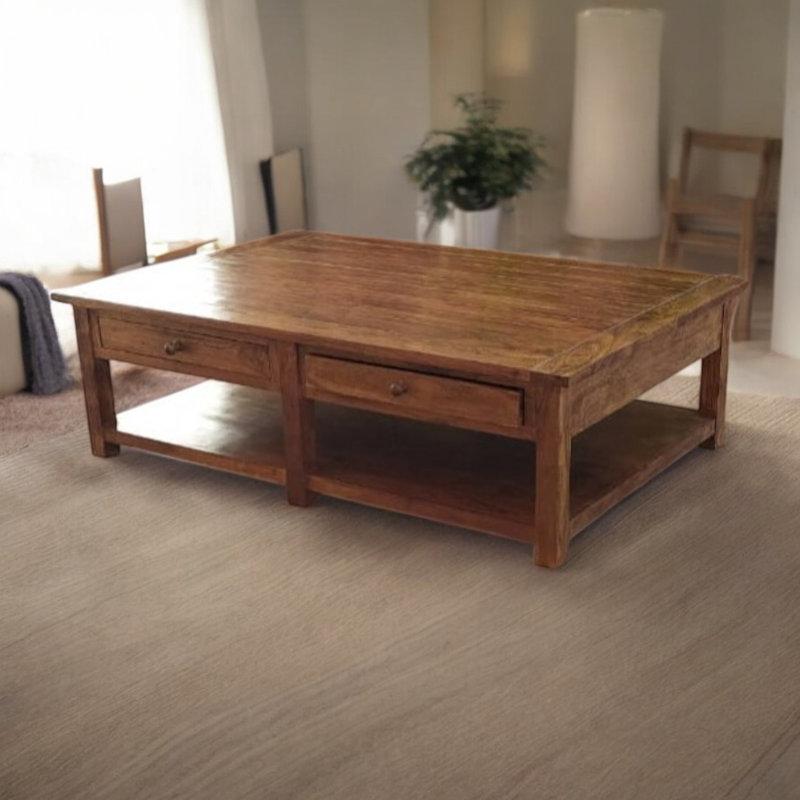 Solid Wood Top Living Room Table Set