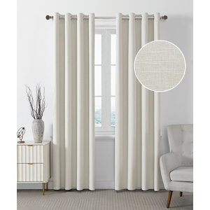 Brooklington Linen Polyester Blackout Room Darkening Grommet Curtain Pair