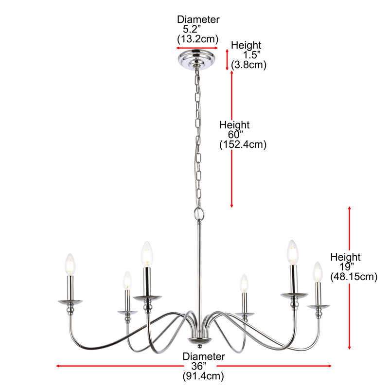 Ableton Iron 6-Light Chandelier, H 19 po x l 36 po x P 36 po, Nickel poli