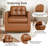 34.3″ Wide Leather Swivel Armchair with Wood Base-1636178294