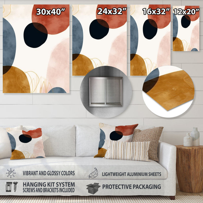 Motif bohème minimaliste beige 5 - Art mural en métal minimalisme, H 20 po x l 12 po x P 1 po