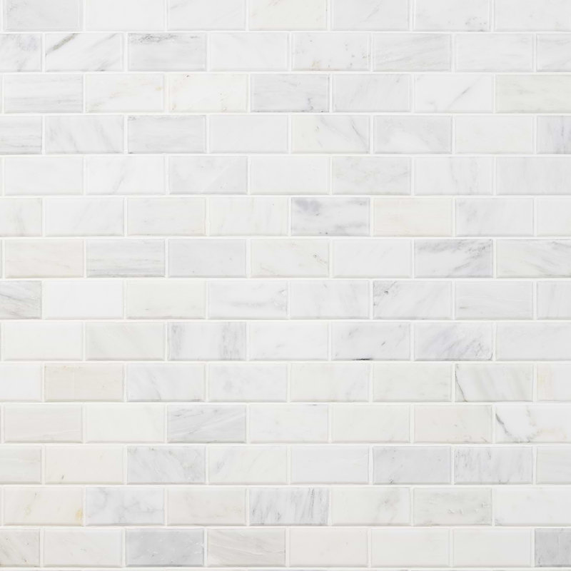 Asian Statuary 2x4 Beveled Brick Polished Marble Mosaic Tile