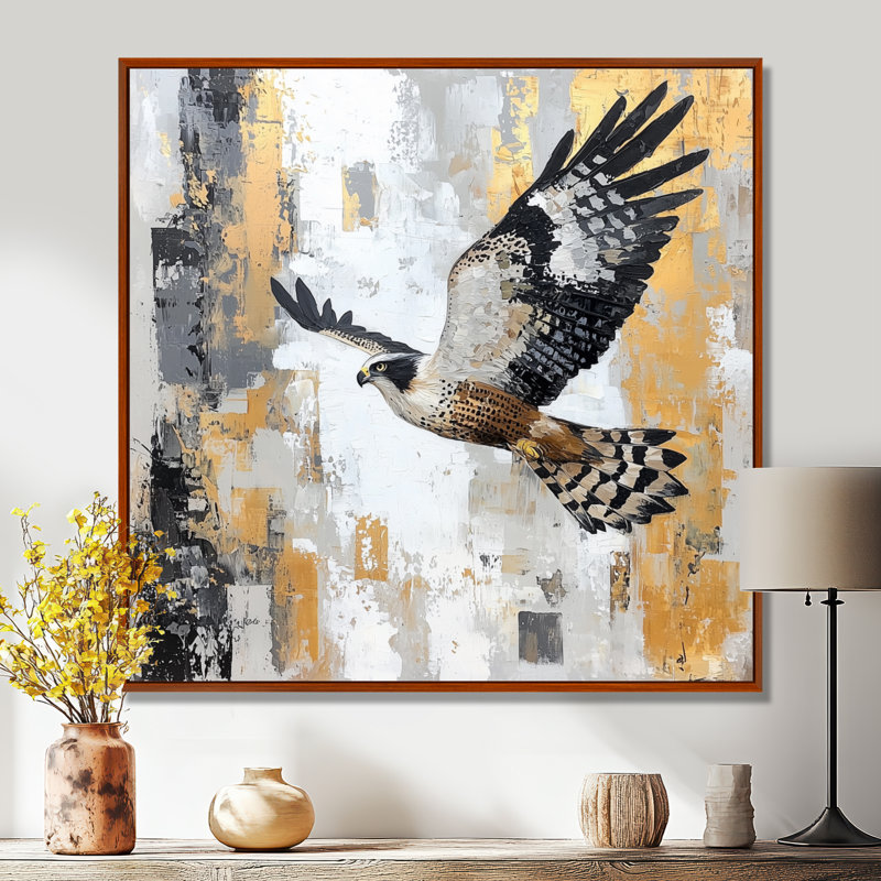 Hawk Soaring Over The Mountains II - Hawk, impression d'art mural, H 30 po x l 30 po, Brun