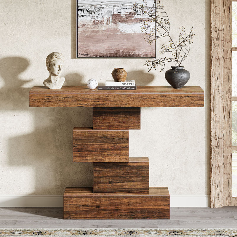 108cm Console Table, Rustic Brown