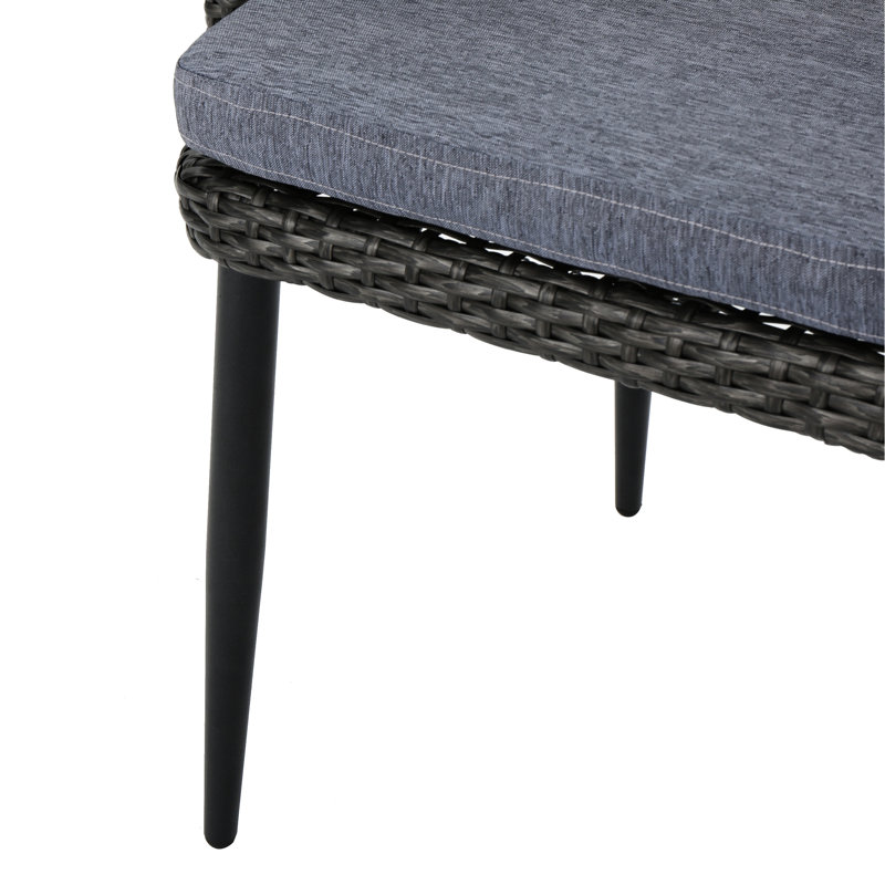 De 2 chaises de terrasse - PE et fer gris, avec coussins de siège imperméables