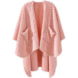 Wearable Blanket Sherpa Fleece Throw Blanket with Pockets Warm Cozy Cape Wrap