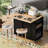 Kitchen Island With Power Outlet,Kitchen Storage Island With Drop Leaf And Rubber Wood,Open Storage And Wine Rack,5 Wheels,With Adjustable Storage For Home, Kitchen, And Dining Room-1561249679