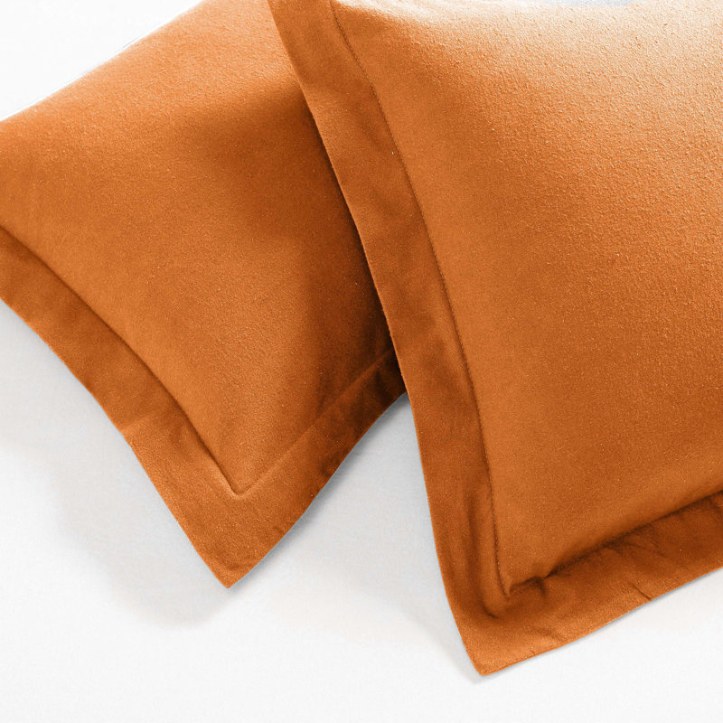 Ensemble de housse de couette chaude et chaude 100% flanelle de coton brossé Écosse, Lit simple, Citrouille