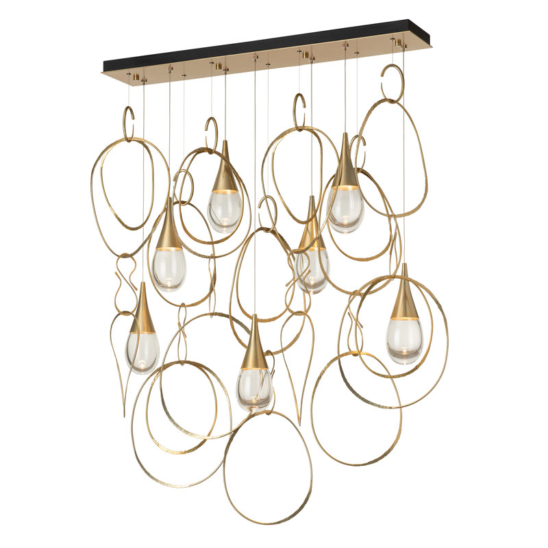 Lyric 7-Light Linear Pendant, Long, Modern Brass