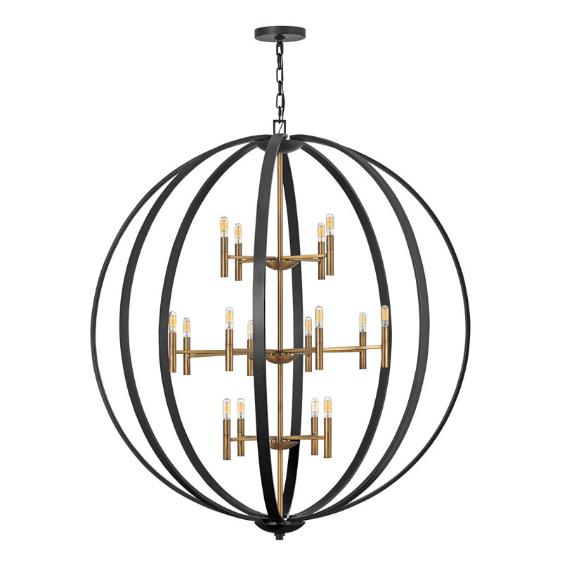 Lustre sphérique unique à 16 lumières Euclid