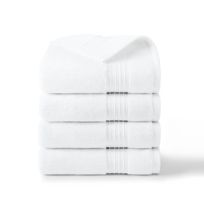 TOWN & COUNTRY EVERYDAY 4-Piece Solid Dobby Border Hand Towel Set, 20x30-Inch, 100% Cotton