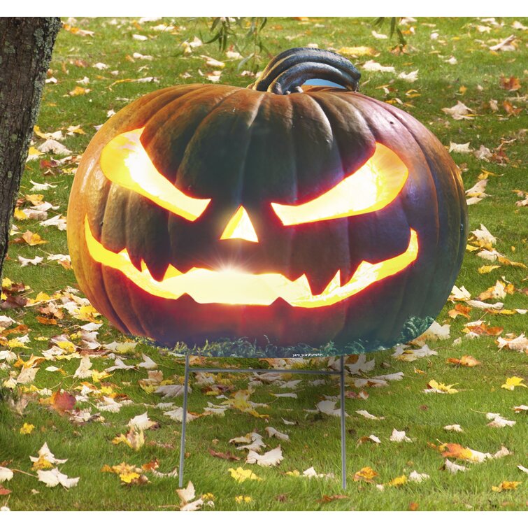 The Holiday Aisle® Scary Pumpkin Yard Sign Garden Stake  Reviews | Wayfair