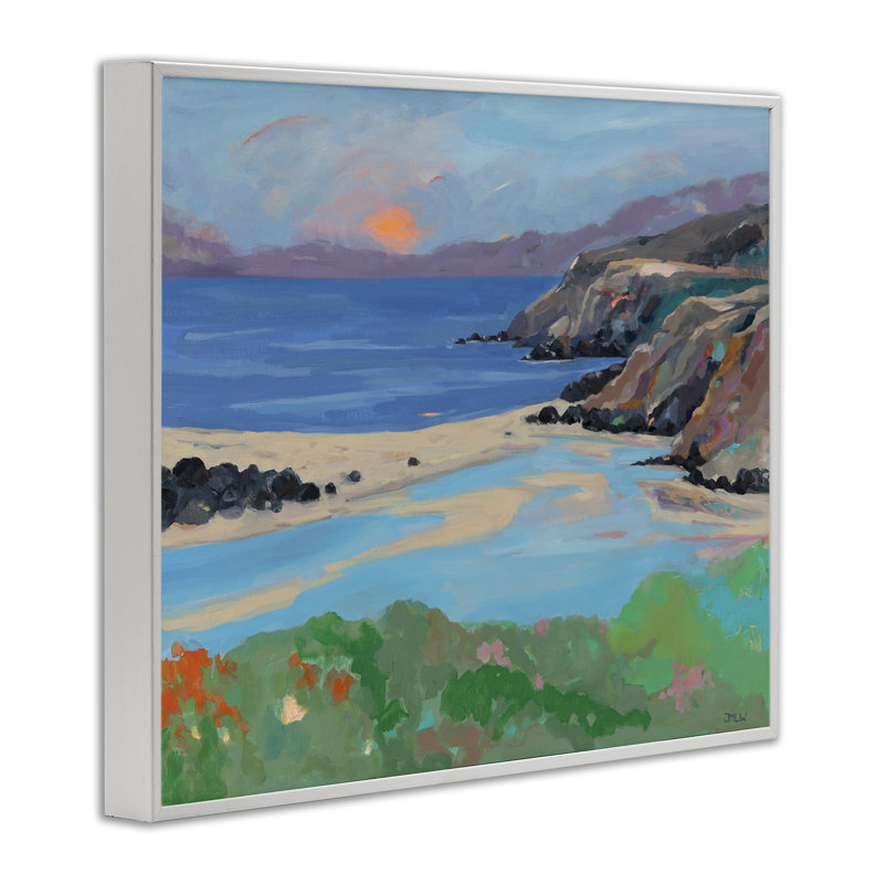 Estampe numérique Gualala Point, par Jenny Wantuch, H 24 po x l 30 po, Estampe numérique encadrée blanc bord de mer