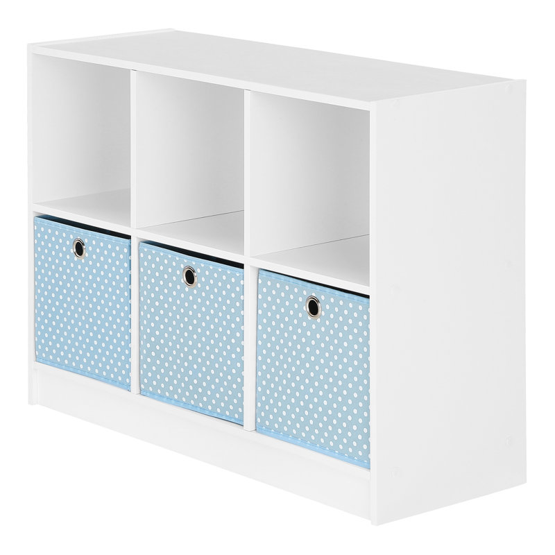 Anjay 59.9 cm H x 80.3 cm W Cube Bookcase, White/Light Blue