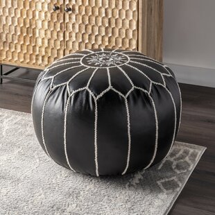 Porch & den Meadow Modern Small Black Faux Leather Ottoman / Footrest Stool