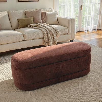 Chenille Fabric Upholstered Bench With Storage