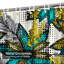 Rideau de douche abstrait à motif floral avec plumes blanches et 12 crochets-1651138393