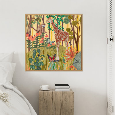 «Giraffe in Nature» par Caroline Bonne Muller, reproduction d'art sur toile encadrée