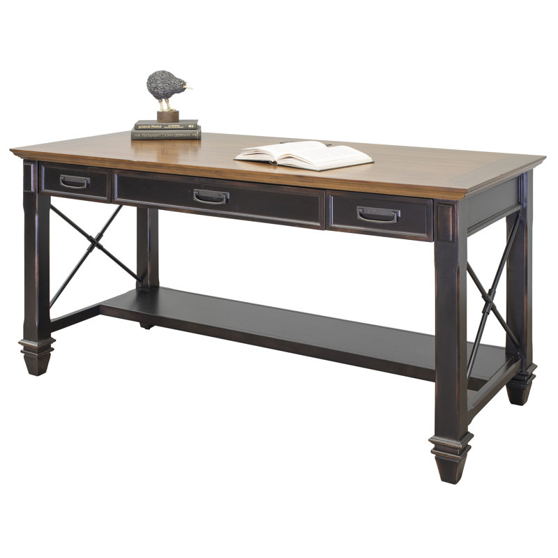 Biarni Writing Desk with Power Outlet, Chestnut/Brown