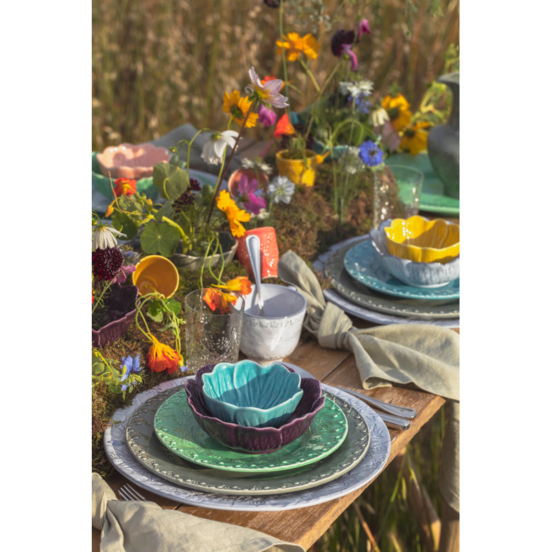 Flora Earthenware Salad/Dessert Plate, Green