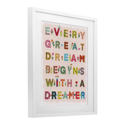 «Every Great Dream», reproduction encadrée sous verre, conception de Kamdon Kreations
