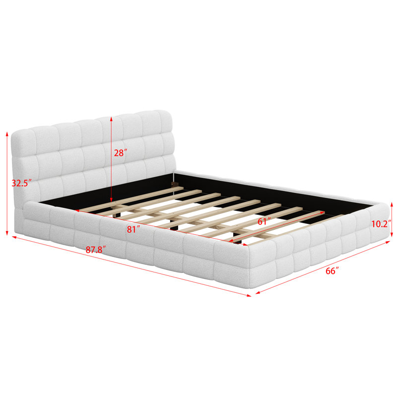 Lit plateforme tapissier, Blanc