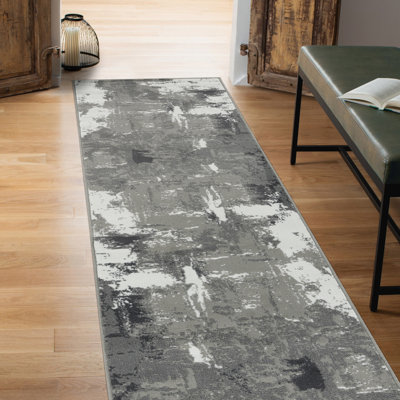 Nemaha Transitional Abstract Durable Performance Gray/Ivory Area Rug