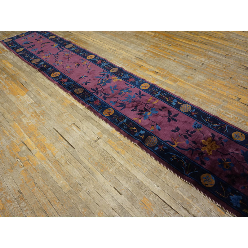 Antique Chinese - Art Deco Hallway Runner Wool Manchester Purple Rug
