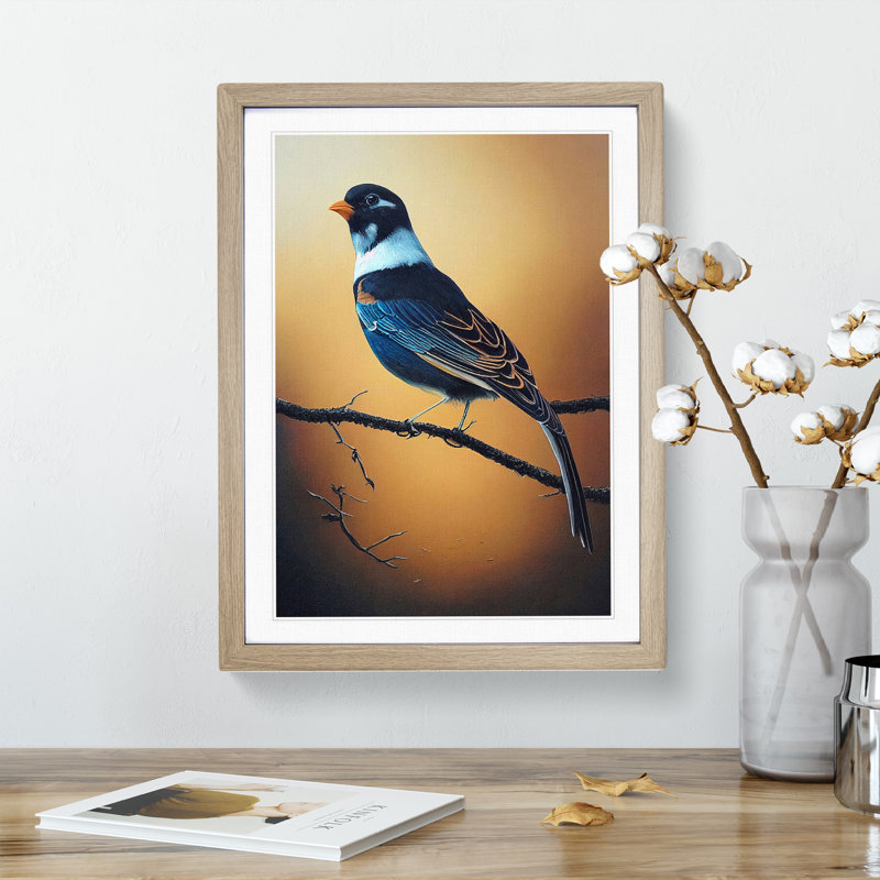 A Bird - Single Picture Frame Print, 64cm H x 46cm W, Oak