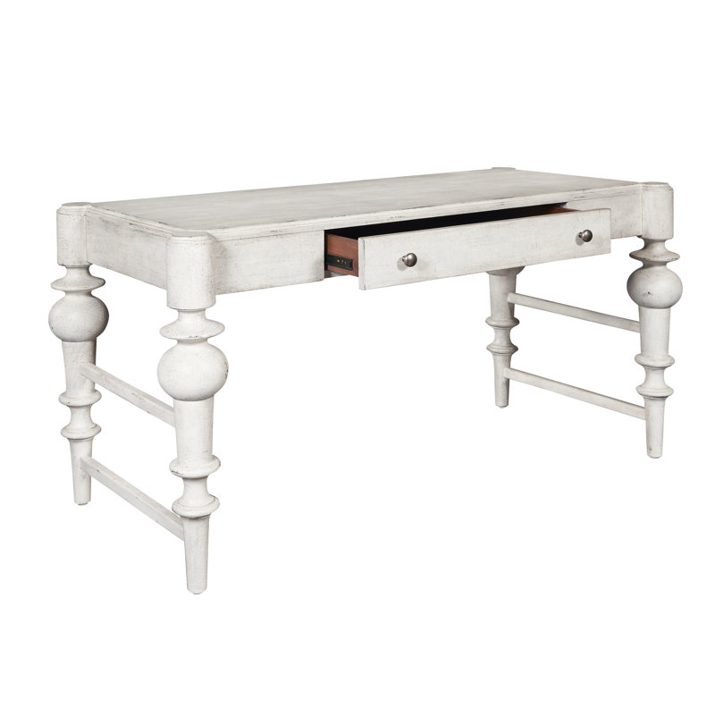 Dove Gray Farmhouse Wood Writing Desk with Drawer