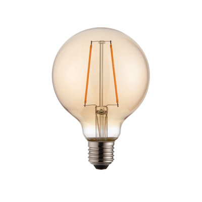 2W E27 ES G95 Amber Globe LED Non-Dimmable Bulb - 200lm 2200K Warm White