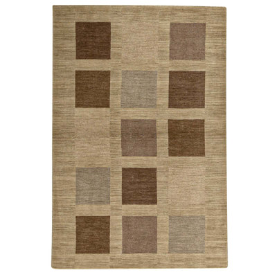 Tapis géométrique en laine noué à la main beige / brun / gris Gabbeh