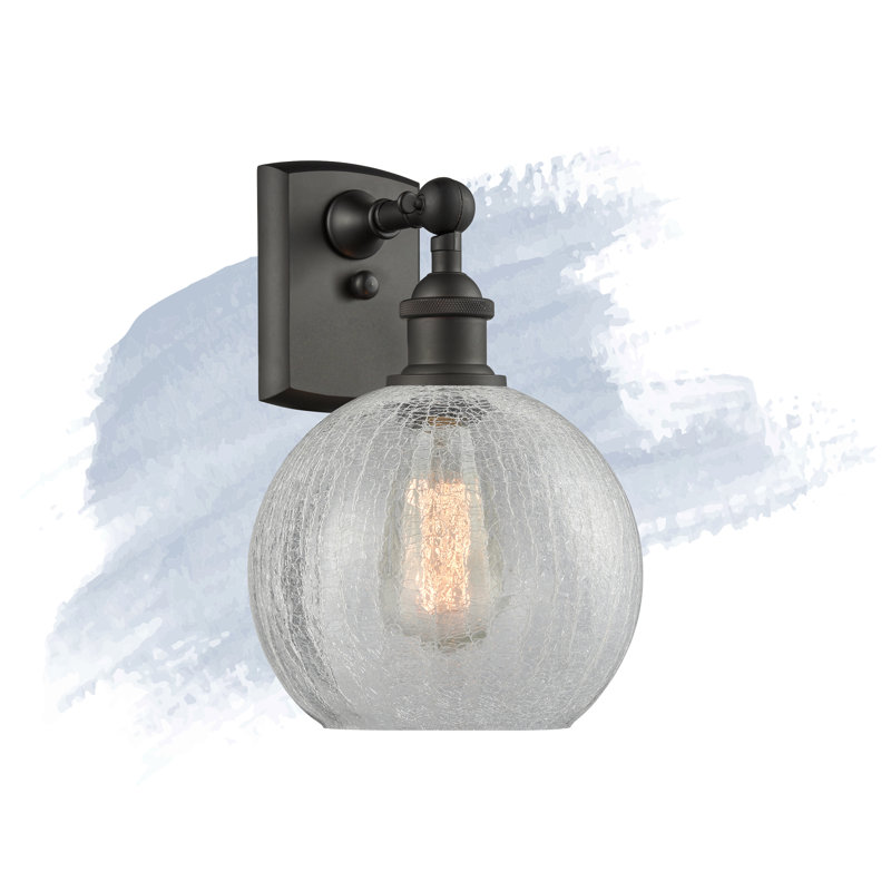 Baptista Armed Sconce, Oil Rubbed Bronze, Clear Crackle