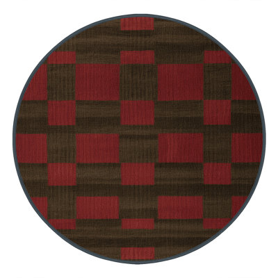Machine Washable Checkered Brown Area Rug