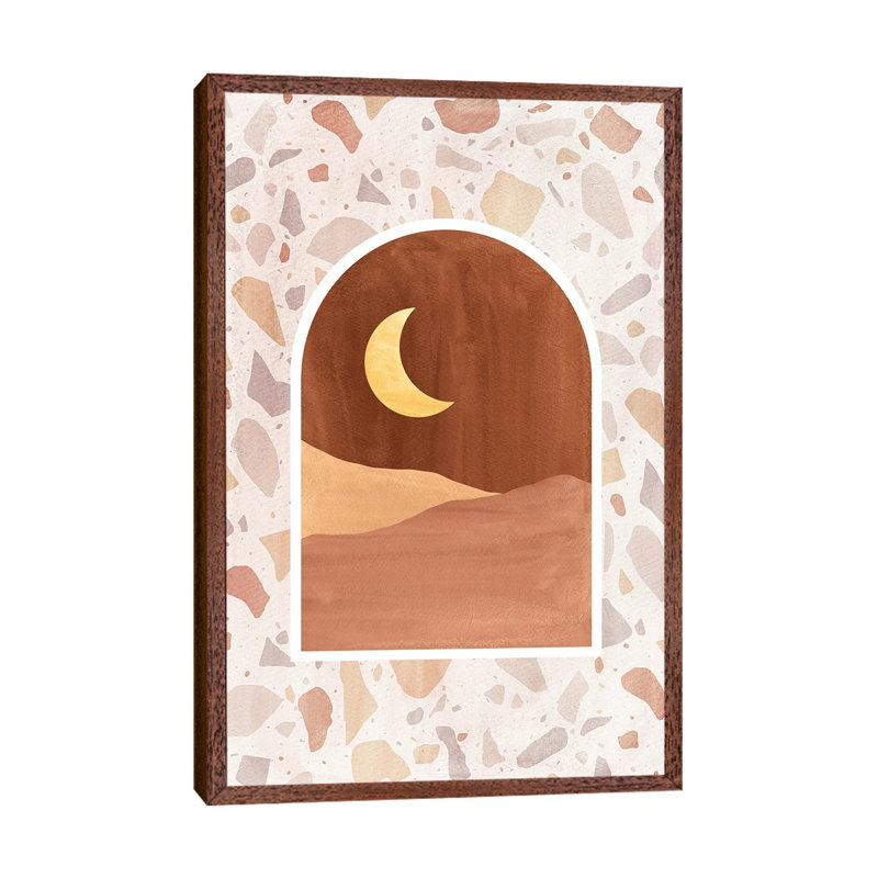Terrazzo Desert Night by Whales Way - Painting on Canvas, Classic Brown Wood Framed, 152.4cm H x 101.6cm W x 3.81cm D