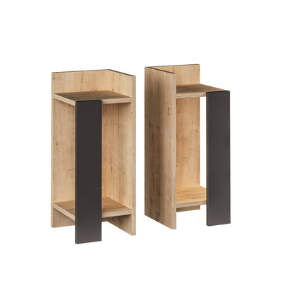 Elos Bedside 2 Table Set with Open Shelves for Versatile Use