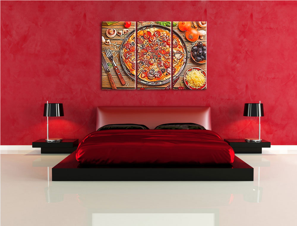 3-tlg. Leinwandbilder-Set „Pizza Salami Italien“, Fotodruck