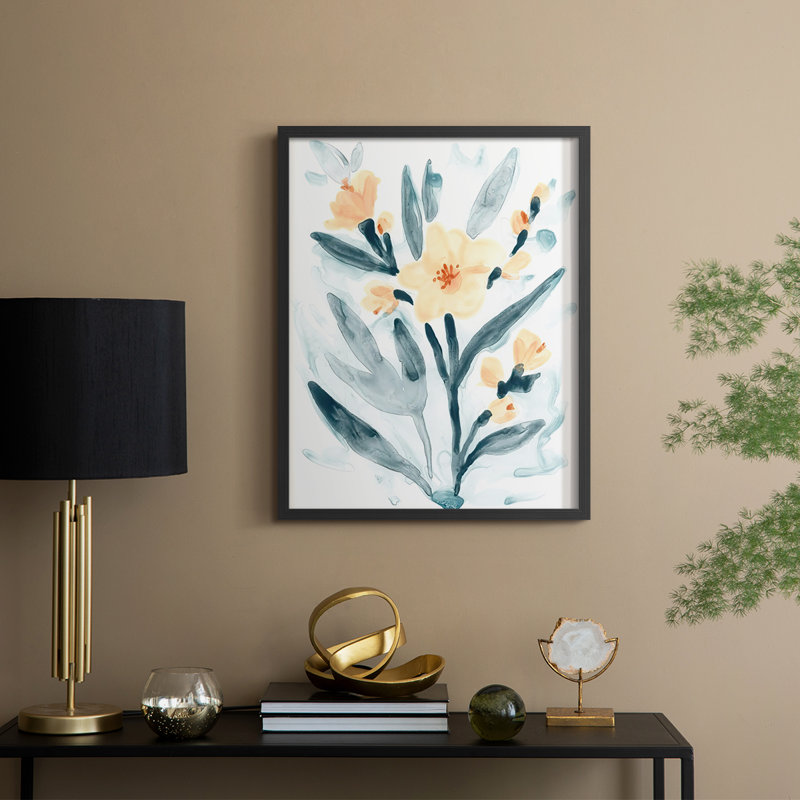 "Bouquet indigo et rosé II", Noir, noir, noir, noir, H 15 po x l 12 po
