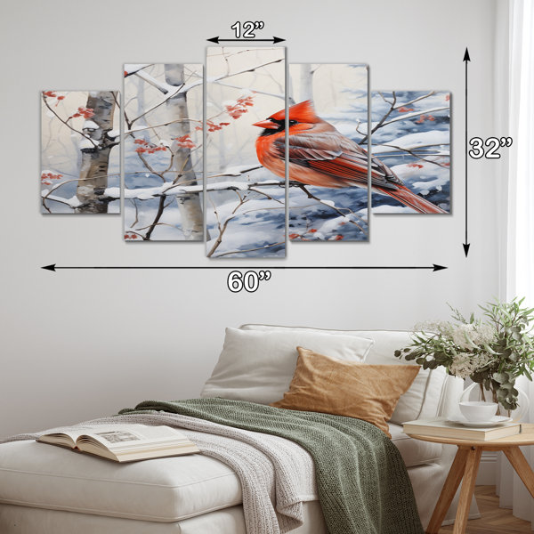 DesignArt Canada Red Cardinal Bird Winter Wonderland I - Animals Metal ...