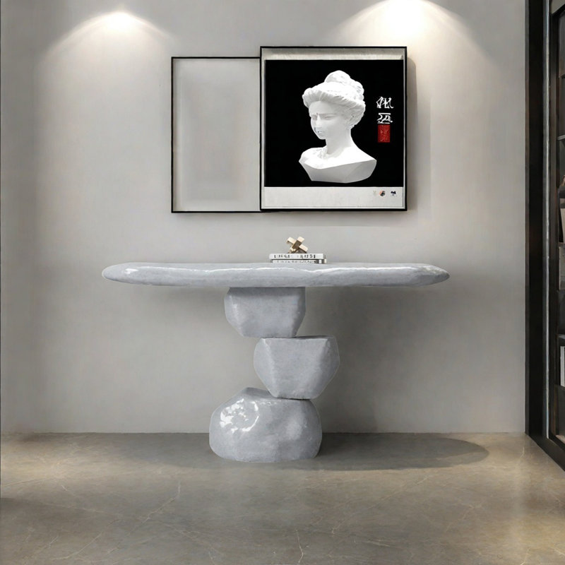 Console Modern Minimalist Art Design, H 35,43 po x l 55,12 po x P 15,75 po, Bleu grisâtre
