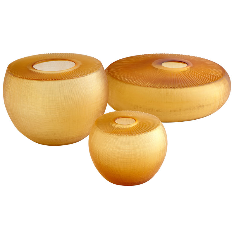 Sun Flower Glass Table Vase, 4.5" H x 6.25" W x 6.25" D