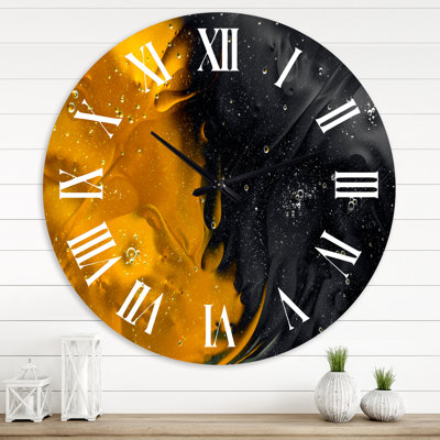 Mariage de jaune et de noir - Horloge murale moderne