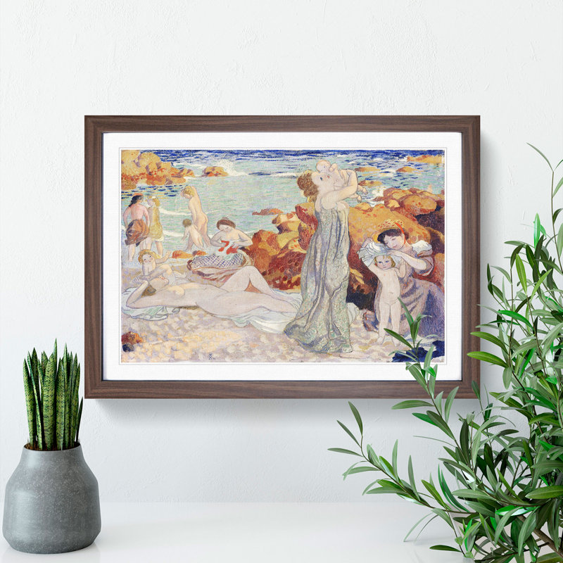 Bathers by Maurice Denis - Picture Frame Painting, Walnut Framed, 48cm H x 65cm W x 2cm D
