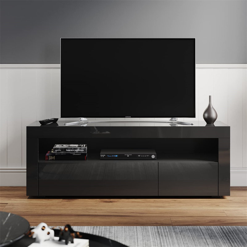 Aintzane Unfinished Floating TV Stand for TVs up to 48", Black