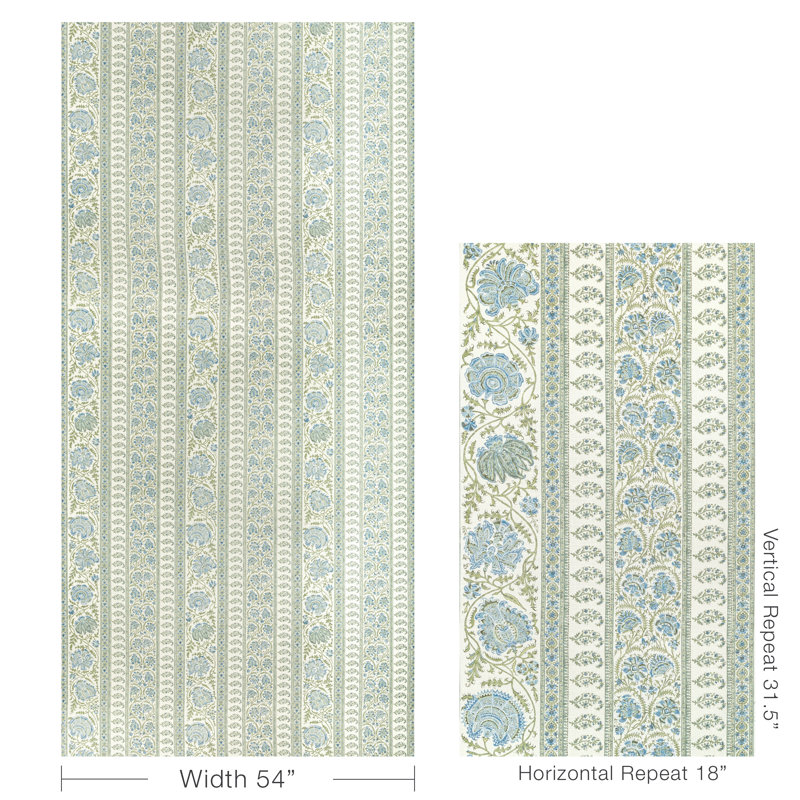 Indiennes Stripe Fabric, Sea