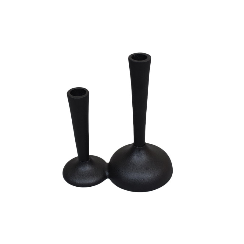Bougeoir de table en aluminium, Noir, H 15 po x l 14 po x P 24 po