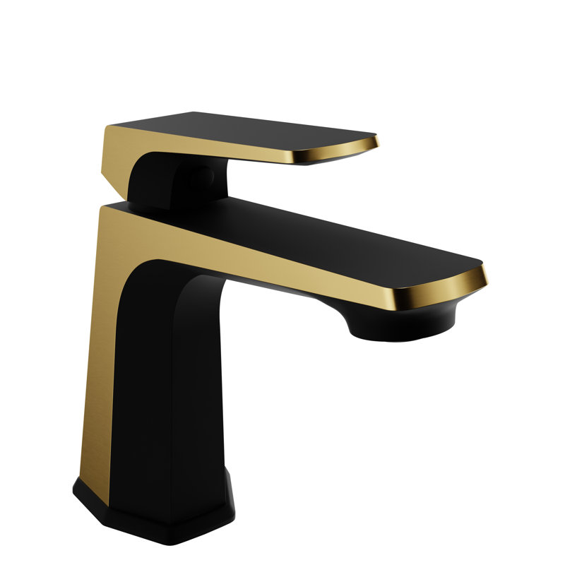 Single-Hole Single-handle Bathroom Faucet with Drain Assembly, Matte Black/Brushed Gold