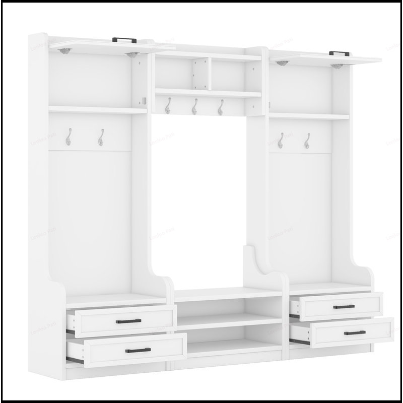 Versatile Detachable Hall Tree with Multiple Storage Options for Entryways, Perfect for Organized and Stylish Living, White