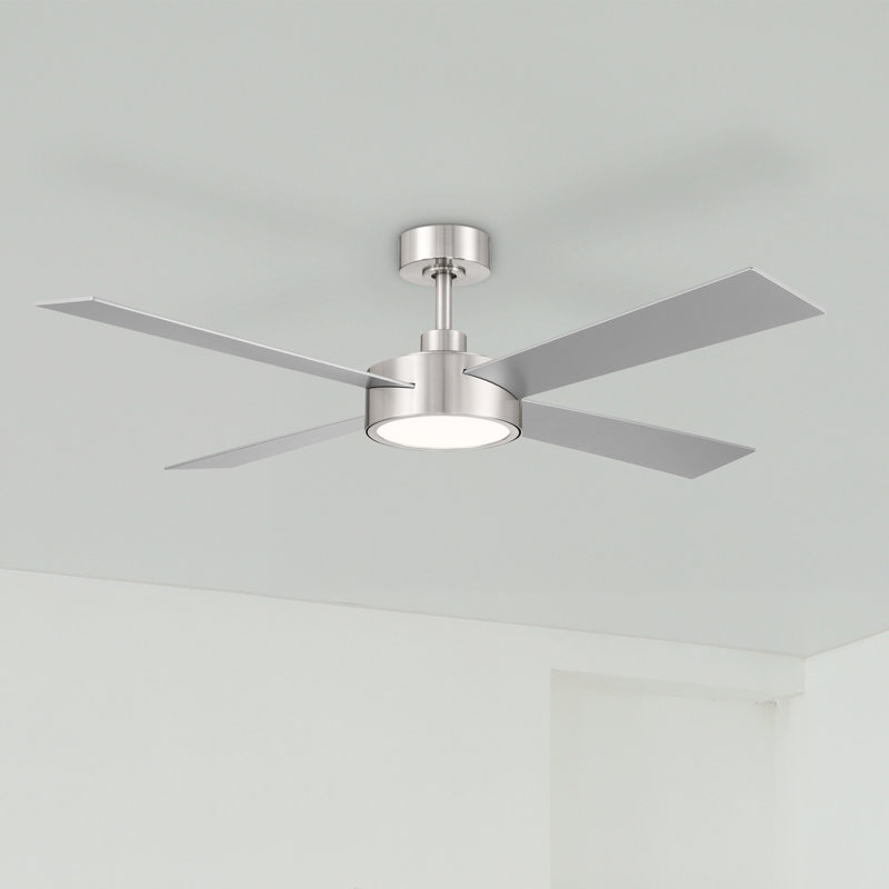Onyo 52 in. Indoor/Covered Outdoor Brushed Nickel Integrated LED Ceiling Fan with 5-CCT Selections, Remote Included