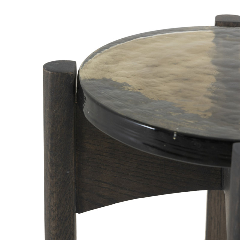 Relo Glass End Table, Olive, Gray Tobacco Oak